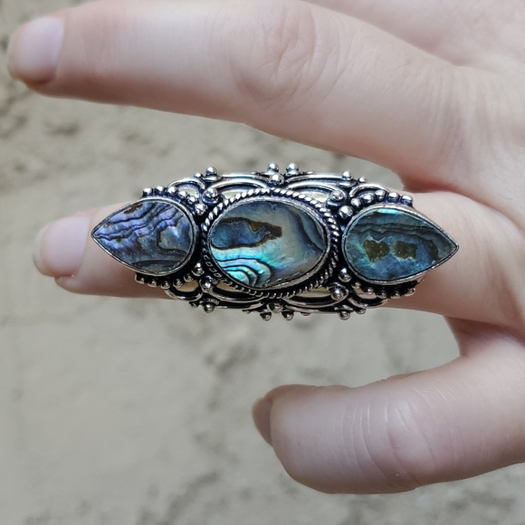 New Abalone Shell 925 Silver Statement Ring. - Picture 3 of 14
